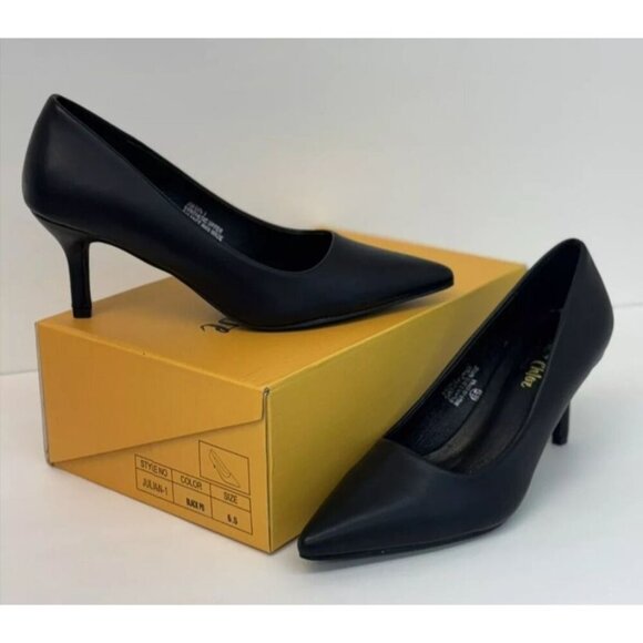 CHASE+CHLOE / Julian-1 / Black / Faux Leather / Pointed / Toe / Pumps With 2.5" - Picture 7 of 8